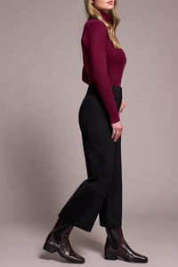 Black Pocket Front Ponte Crop Wide Leg Pant