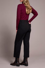 Load image into Gallery viewer, Black Pocket Front Ponte Crop Wide Leg Pant
