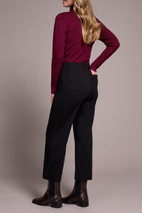 Black Pocket Front Ponte Crop Wide Leg Pant