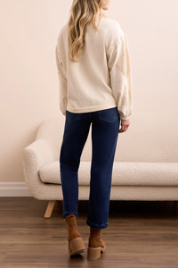 Cream Sleeve Applique Detailed Sweater