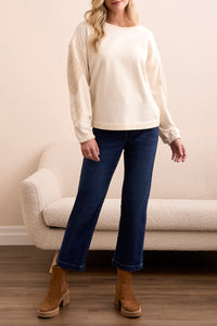 Cream Sleeve Applique Detailed Sweater