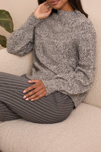 Load image into Gallery viewer, Black Cable Detailed Mock Neck Sweater

