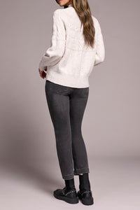 Moonstone Cable Detailed Mock Neck Sweater