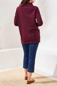 TF- Wine Mock Neck Tunic With Invisible Pockets
