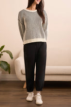 Load image into Gallery viewer, Black Crew Neck Sweater With Side Slits
