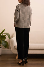 Load image into Gallery viewer, Sandstone Houndstooth Printed Mock Neck Sweater
