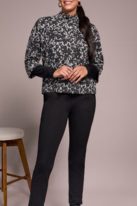 Black Combo Mock Neck Top