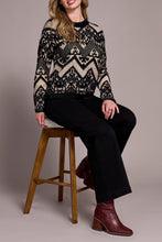 Load image into Gallery viewer, Black &amp; Camel Printed Eyelash Sweater
