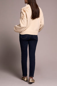 H.Latte Sequin Shoulder Mock Neck Sweater