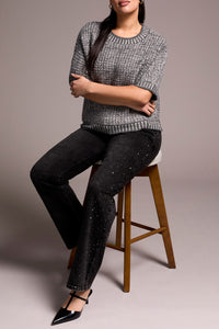 Jewel Grey Brooke Super Straight Bling Jean