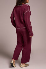 Load image into Gallery viewer, Wine Long Sleeve Crew Neck Sweater
