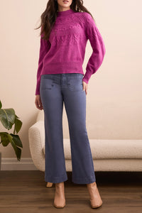 Pink Flambe Cable Detailed Mock Neck Sweater