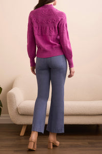 Pink Flambe Cable Detailed Mock Neck Sweater