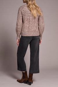 Wood Cable Detailed Mock Neck Sweater