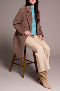 Teddy Button Down Coat In Fossil