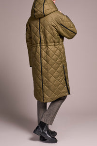 Ivy/Black Reversible Puffer Jacket With Cinch Waist