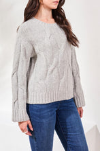 Load image into Gallery viewer, Loose Fit Cable Knit Sweater In Grey Mix
