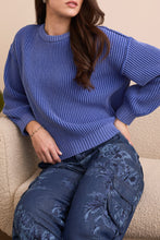Load image into Gallery viewer, Blue Violet Crew Neck Sweater With Side Slits
