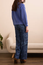 Load image into Gallery viewer, Blue Violet Crew Neck Sweater With Side Slits
