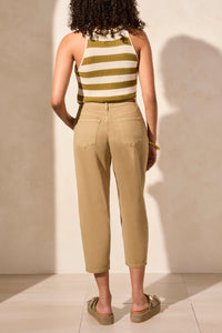 Nude Olive Audrey Girlfriend Barrel Crop Jean