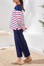 Load image into Gallery viewer, Sangria Striped Boat Neck Long Sleeve
