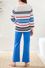 Load image into Gallery viewer, Nautical Striped Cable Knit Cotton Sweater
