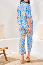 Load image into Gallery viewer, Royal Printed Button Down Short Sleeve Blouse
