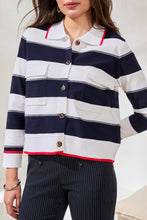 Load image into Gallery viewer, Jet Blue Button Front Striped Cardigan
