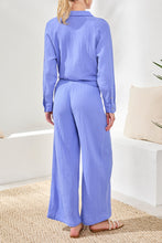 Load image into Gallery viewer, Baja Blue Smocked Waist Cotton Flare Pant

