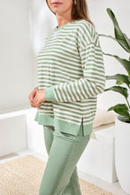 Load image into Gallery viewer, Moss Striped Long Sleeve Crew Neck
