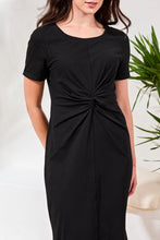 Load image into Gallery viewer, Black Knot Front Cotton Midi Dress
