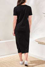 Load image into Gallery viewer, Black Knot Front Cotton Midi Dress
