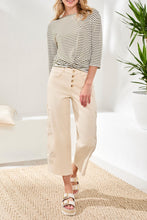 Load image into Gallery viewer, Ecru Crochet Applique Wide Leg Button Front Pant
