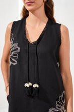 Load image into Gallery viewer, Black Sleeveless V-Neck Floral Dress
