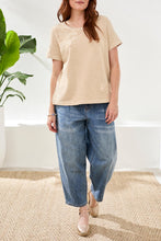 Load image into Gallery viewer, Ecru Applique Cotton Tee
