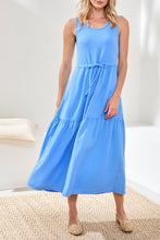 Load image into Gallery viewer, Sky Mixed Media Sleeveless Tiered Dress
