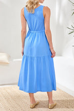Load image into Gallery viewer, Sky Mixed Media Sleeveless Tiered Dress
