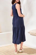 Load image into Gallery viewer, Nautical Mixed Media Sleeveless Tiered Dress
