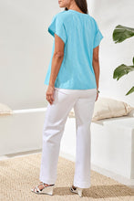 Load image into Gallery viewer, Aqua Sky Cotton Tassel Blouse
