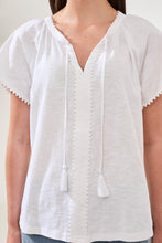 Load image into Gallery viewer, White Cotton Tassel Blouse
