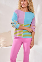 Load image into Gallery viewer, TF- Lilac Rose Striped Knit Boat Neck Sweater
