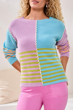 Load image into Gallery viewer, TF- Lilac Rose Striped Knit Boat Neck Sweater
