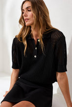 Load image into Gallery viewer, TF- Black Loose Knit Polo
