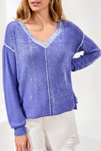 Load image into Gallery viewer, Baja Blue Lightweight Cotton V-Neck Sweater
