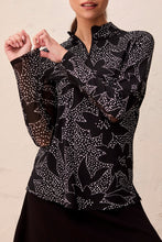 Load image into Gallery viewer, Black Floral Long Sleeve Performance 1/4 Zip
