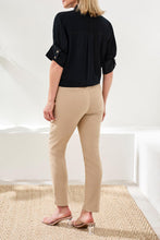 Load image into Gallery viewer, Black Elbow Sleeve Button Front Blouse
