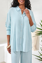 Load image into Gallery viewer, Light Aqua Sky Back Placket Blouse
