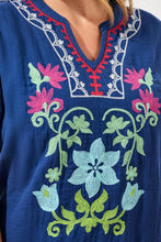 Load image into Gallery viewer, Jet Blue Embroidered Tunic Dress
