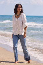 Load image into Gallery viewer, Ocean Pearl Raw Edge Tiered Blouse
