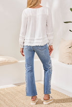 Load image into Gallery viewer, Ocean Pearl Raw Edge Tiered Blouse

